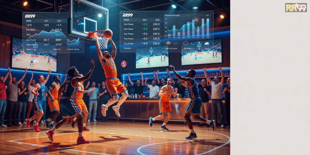 Giao diện cá cược bóng rổ NBA trên nền tảng rr99 với biểu đồ thống kê
