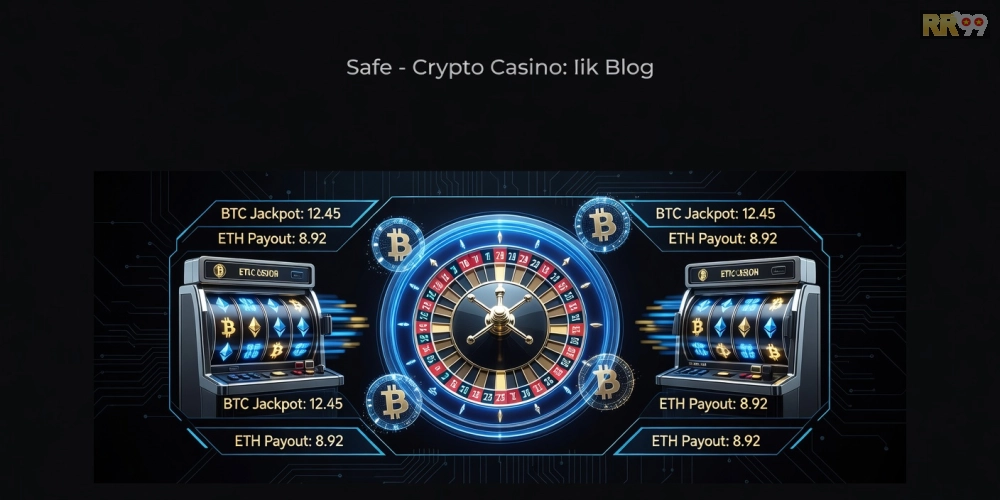 Hình minh họa khái niệm cơ bản về crypto casino rr99 với giao diện hiện đại và biểu tượng tiền điện tử.
