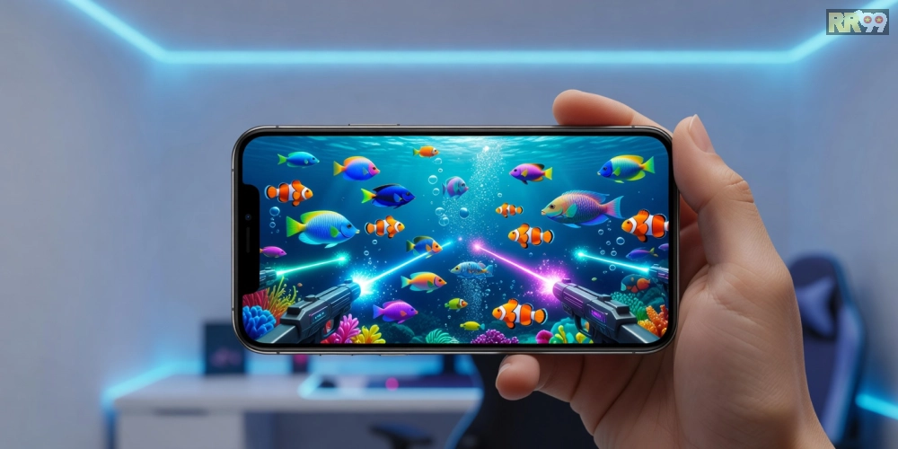 Hình minh họa khái niệm tải game bắn cá online RR99 với giao diện sống động