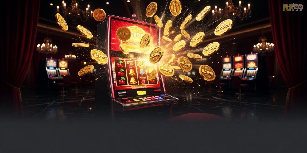 Hình ảnh ưu đãi hấp dẫn trong game nổ hũ rr99 với biểu tượng jackpot lấp lánh